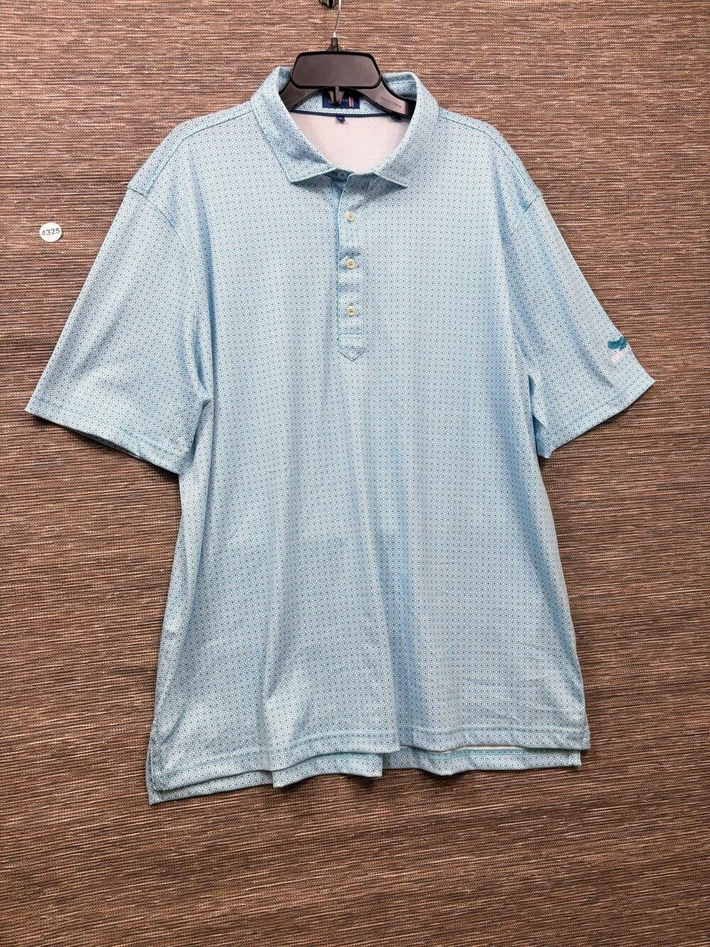 Stitch Polo Shirt Mens XL Blue Geometric Print Golf Stretch Jersey Performance